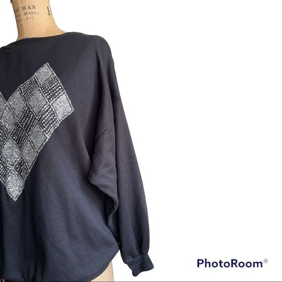 Vintage Sparkly Silver Glitter Heart design sweatshirt - Picture 6 of 7